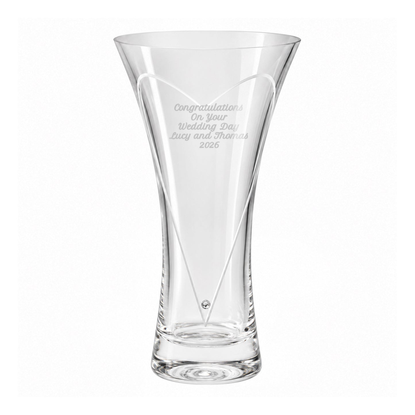 Personalised Large Hand Cut Diamond Effect Heart Vase