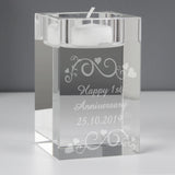 Personalised Ornate Swirl Glass Tea Light Candle Holder