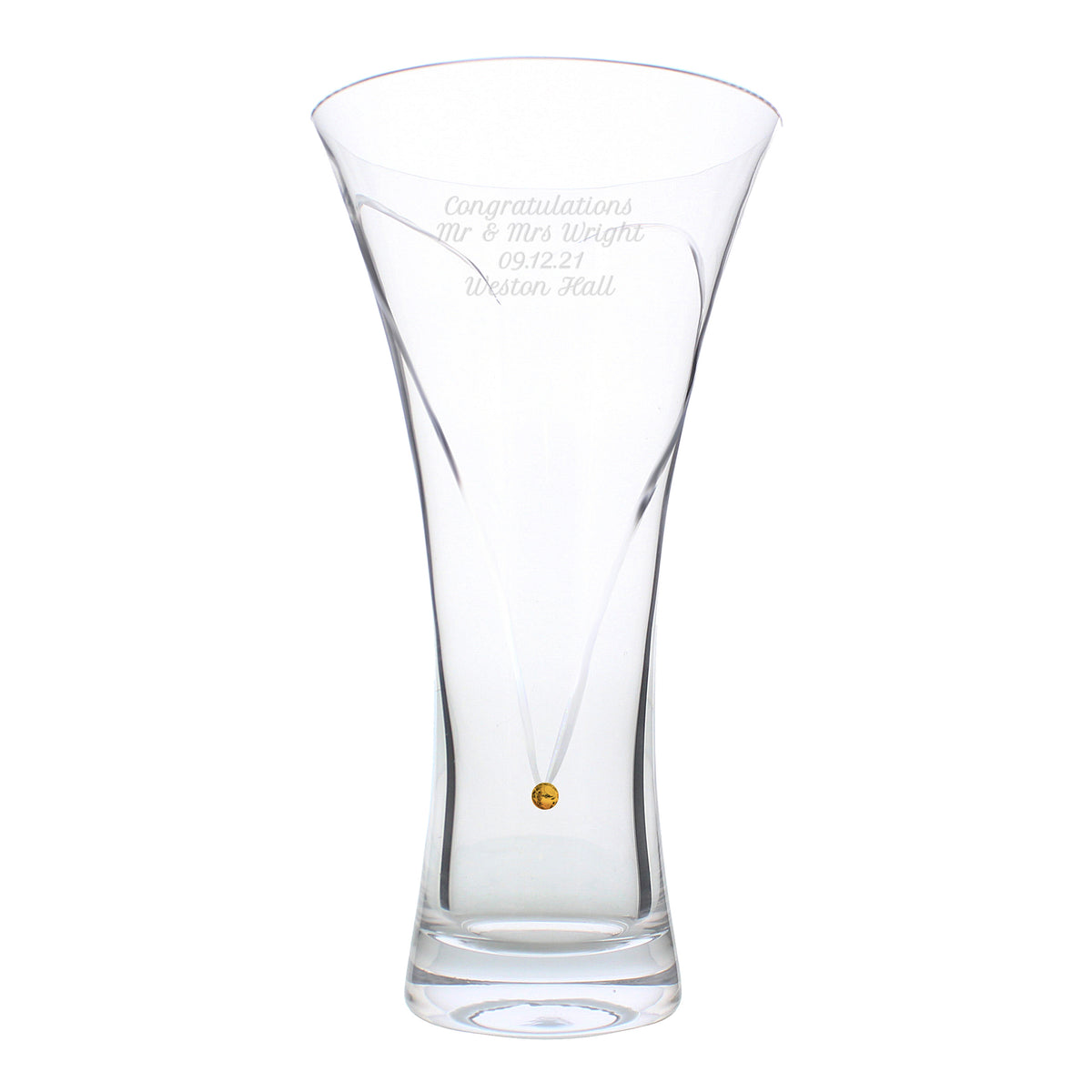 Personalised Large Hand Cut Gold Diamond Effect Heart Vase