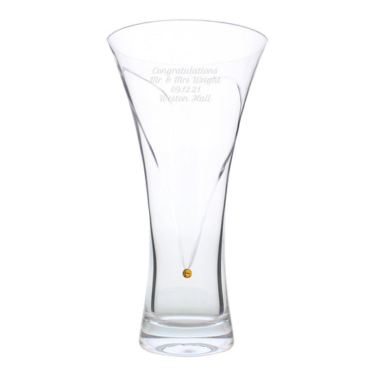 Personalised Large Hand Cut Gold Diamond Effect Heart Vase
