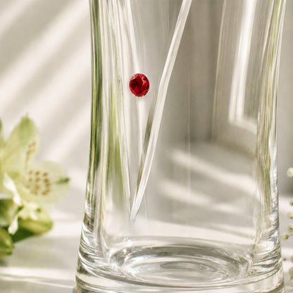 Personalised Ruby Anniversary Hand Cut Diamond Effect Heart Vase