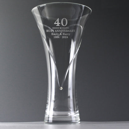 Personalised Special Year Diamond Effect Heart Vase