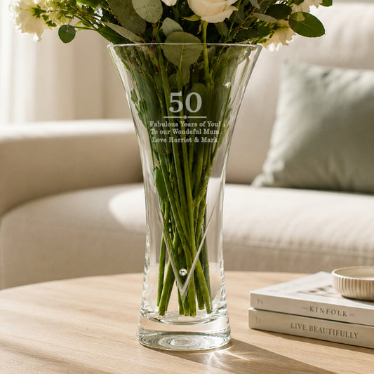 Personalised Special Year Diamond Effect Heart Vase