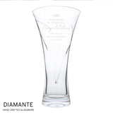 Personalised Free Text Botanical Hand Cut Diamante Heart Vase