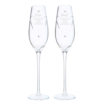 Personalised Hand Cut Heart Celebration Pair of Flutes with Gift Box