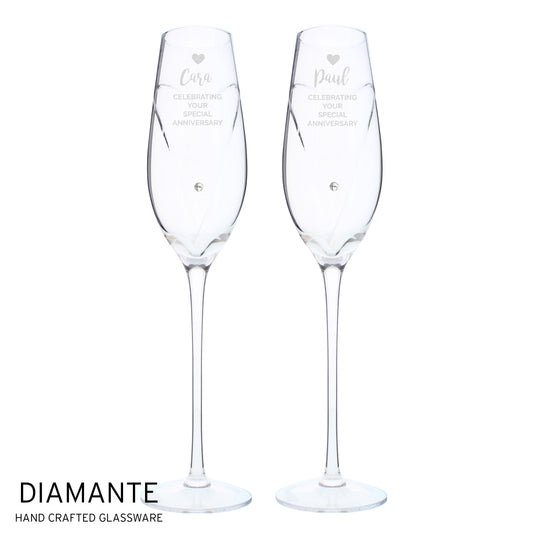 Personalised Hand Cut Heart Celebration Pair of Flutes with Gift Box