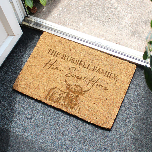 Personalised Highland Cow Doormat