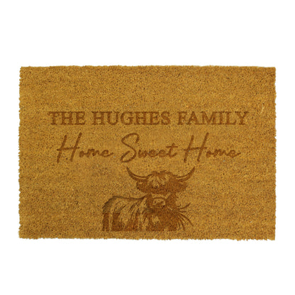 Personalised Highland Cow Doormat