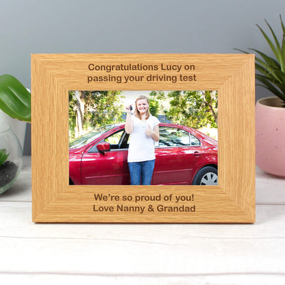 Personalised Long Message 6x4 Landscape Oak Finish Photo Frame