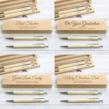 Personalised Any Message Wooden Pen & Pencil Box Set