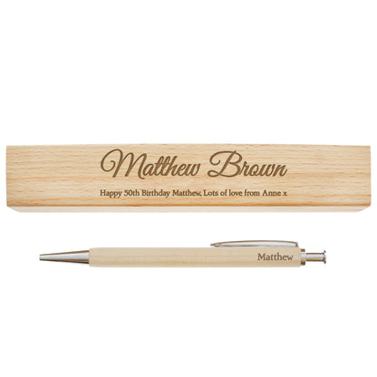 Personalised Any Message Wooden Pen & Box