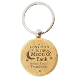 Personalised Moon & Back Wooden Keyring