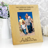 Personalised Our Adventures 6x4 Oak Finish Photo Frame