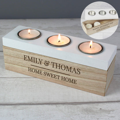 Personalised Classic Triple Tea Light Box