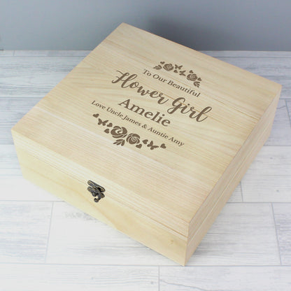 Personalised Floral Engraved Keepsake Box - 28 x 28cm