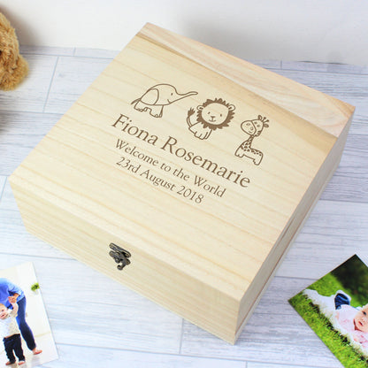 Personalised Hessian Friends Large Wooden Keepsake Box - 28 x 28cm