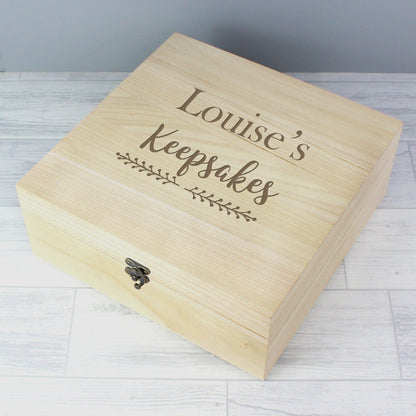 Personalised Floral Large Wooden Keepsake Box - 28 x 28cm