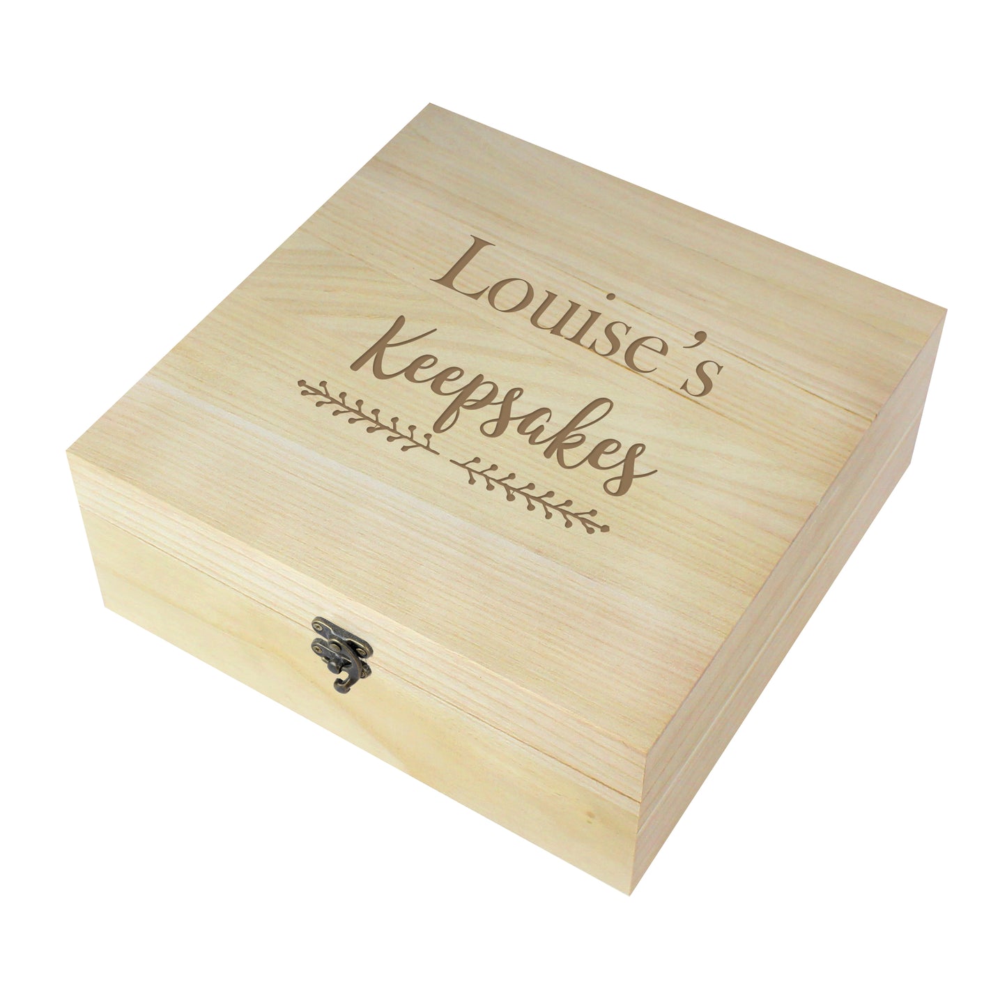 Personalised Floral Large Wooden Keepsake Box - 28 x 28cm
