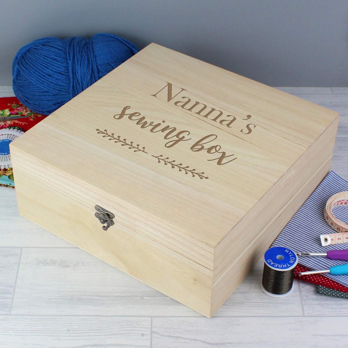 Personalised Floral Large Wooden Keepsake Box - 28 x 28cm