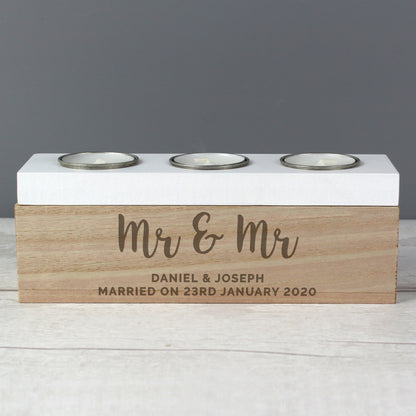 Personalised Free Text Triple Tea Light Box