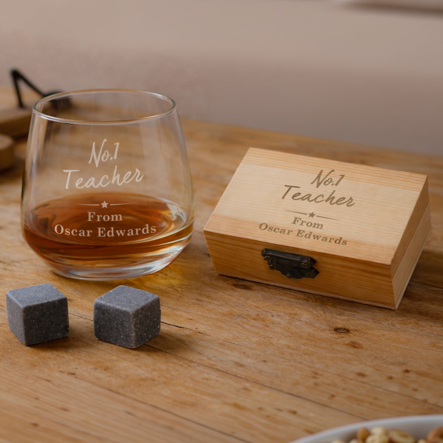 Personalised No.1 Cooling Stones & Glass Set