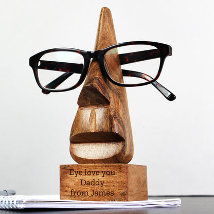 Personalised Wooden Nose-Shaped Glasses Holder
