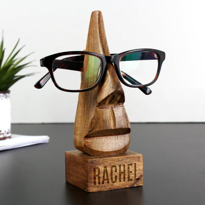 Personalised Name Only Wooden Nose-Shaped Glasses Holder