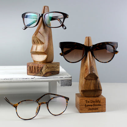Personalised Name Only Wooden Nose-Shaped Glasses Holder