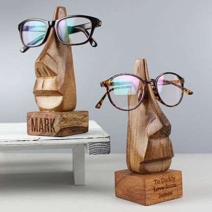 Personalised Name Only Wooden Nose-Shaped Glasses Holder