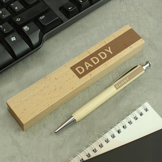 Personalised Name Only Wooden Pen and Box