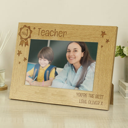 Personalised No.1 6x4 Landscape Wooden Photo Frame