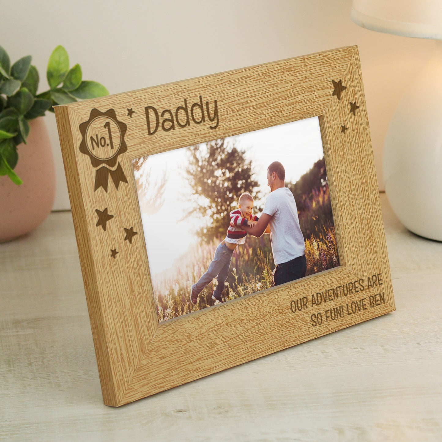 Personalised No.1 6x4 Landscape Wooden Photo Frame