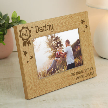 Personalised No.1 6x4 Landscape Wooden Photo Frame
