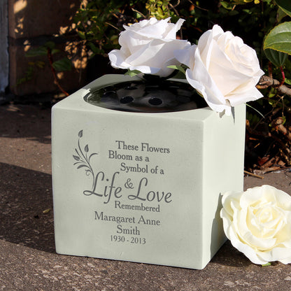 Personalised Life & Love Memorial Resin Vase