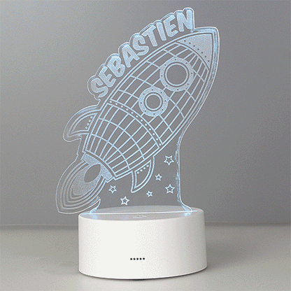 Personalised Space Rocket LED Colour Changing Wireframe Night Light