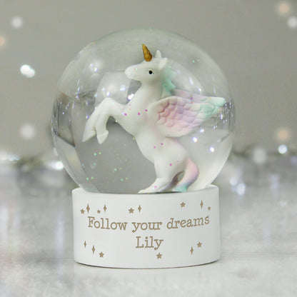 Personalised Unicorn Snow Globe
