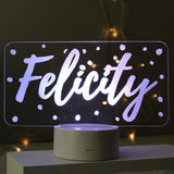 Personalised Polka-dot Name only LED Colour Changing Night Light