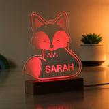 Personalised Fox Wooden Based LED Light