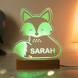 Personalised Fox Wooden Based LED Light