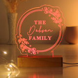 Personalised Floral Wooden Based LED Light