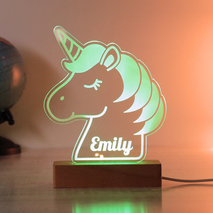 Personalised Unicorn Wooden Based LED Light