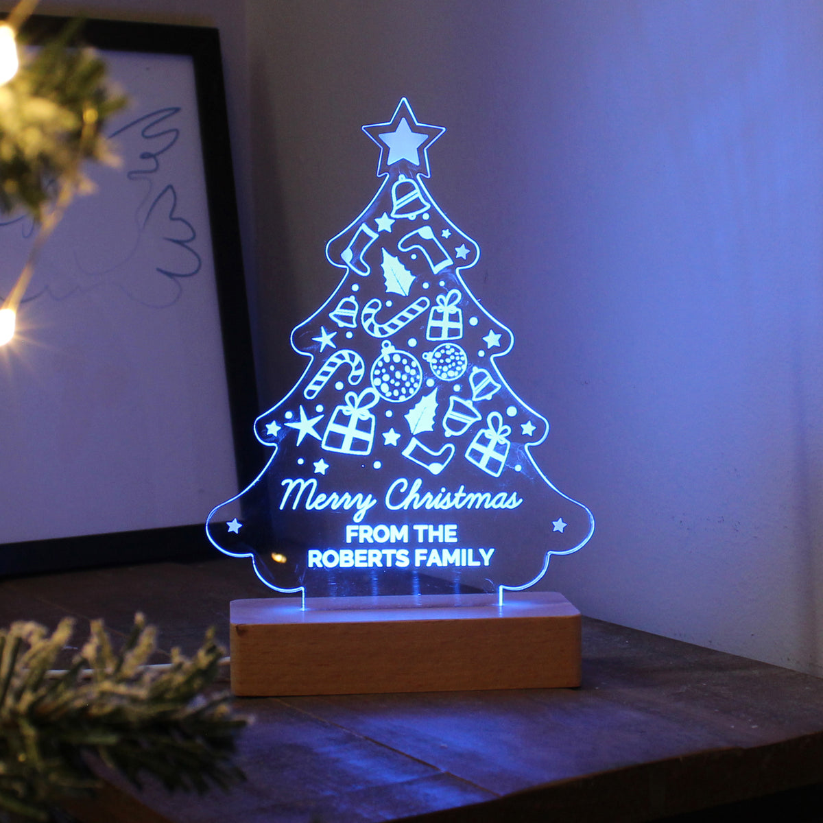 Personalised Christmas Tree Wooden Based LED Light