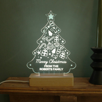 Personalised Christmas Tree Wooden Based LED Light