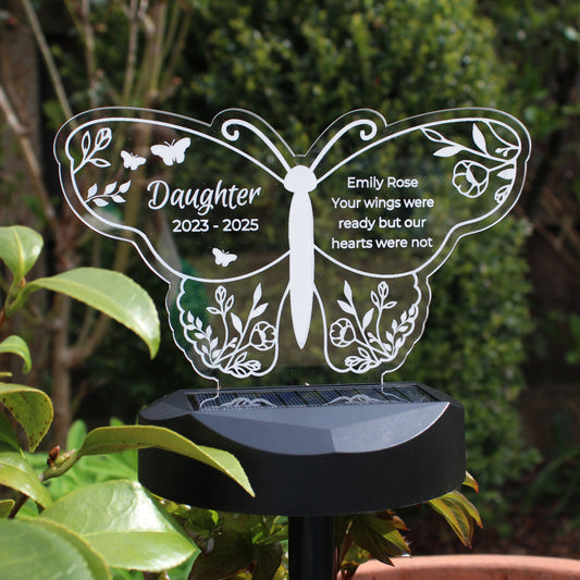 Personalised Butterfly Memorial Solar Light