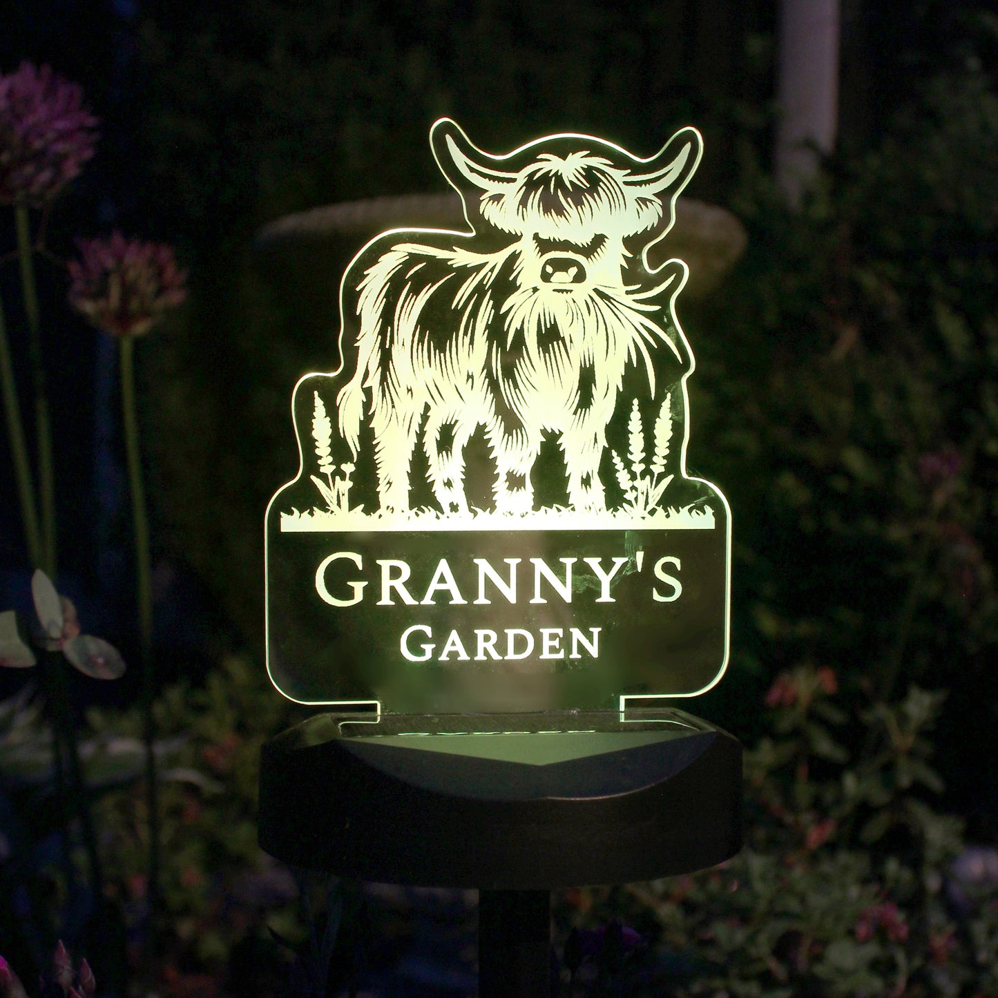 Personalised Highland Cow Garden Solar Light