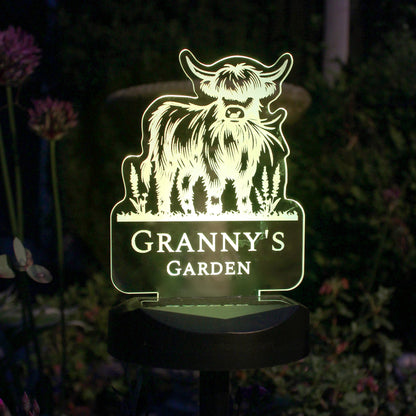 Personalised Highland Cow Garden Solar Light