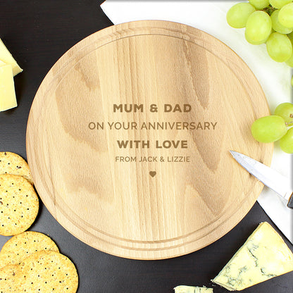 Personalised Heart Motif Round Chopping Board