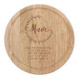 Personalised Mum Round Wooden Chopping Heart