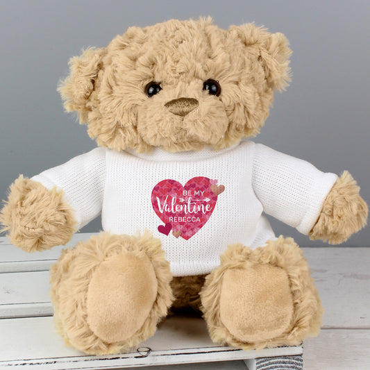 Personalised Valentines Day Confetti Hearts Teddy Bear