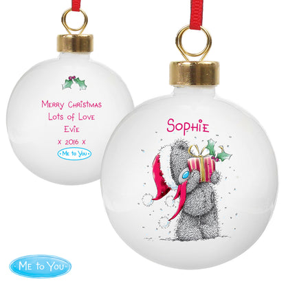 Personalised Me To You Christmas Present Bauble